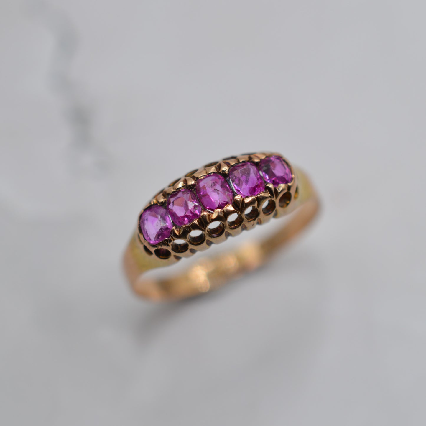 Antique 1920s 15ct Gold Ruby Five-Stone Ring