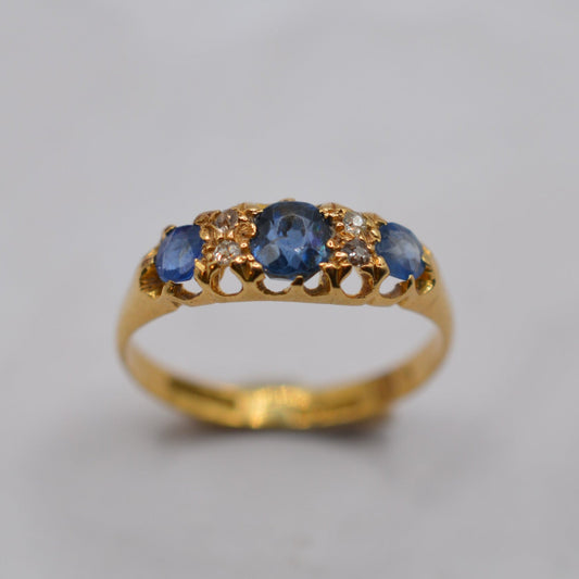 Antique Edwardian 18ct Gold Sapphire & Diamond Ring