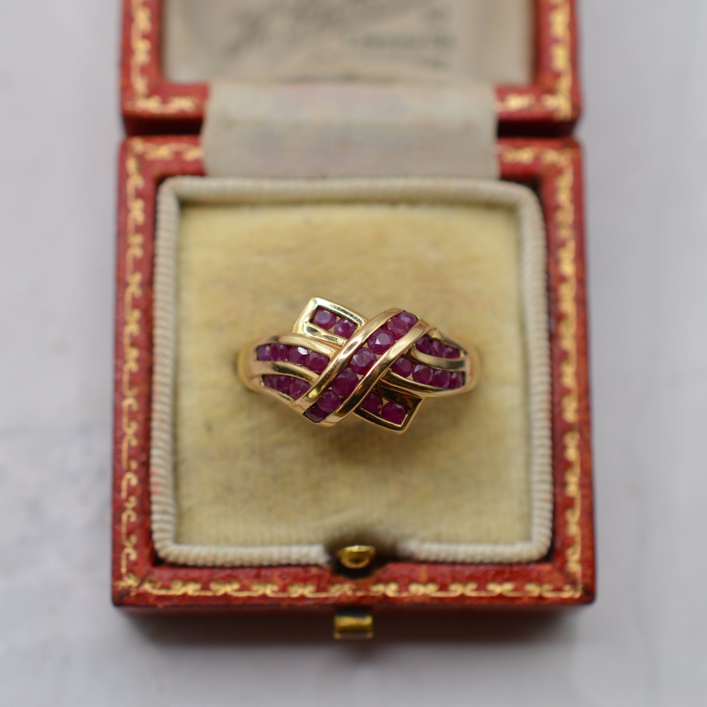 Chunky 9ct Gold Ruby Crossover Ring