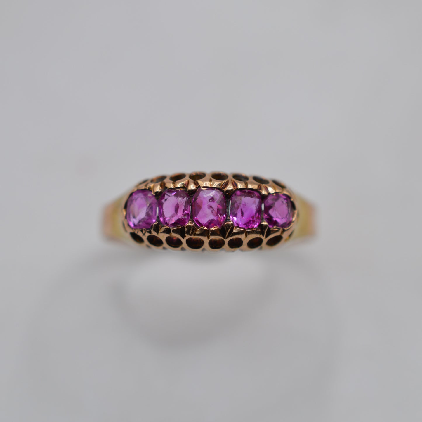 Antique 1920s 15ct Gold Ruby Five-Stone Ring