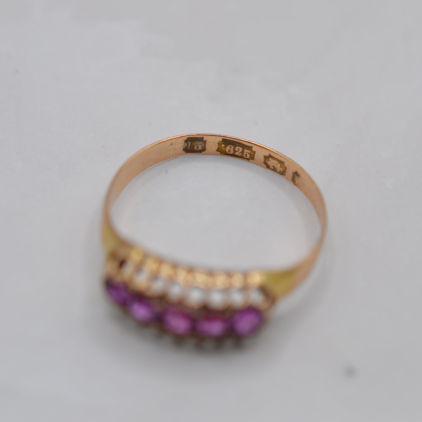 Antique 1920s 15ct Gold Ruby Five-Stone Ring