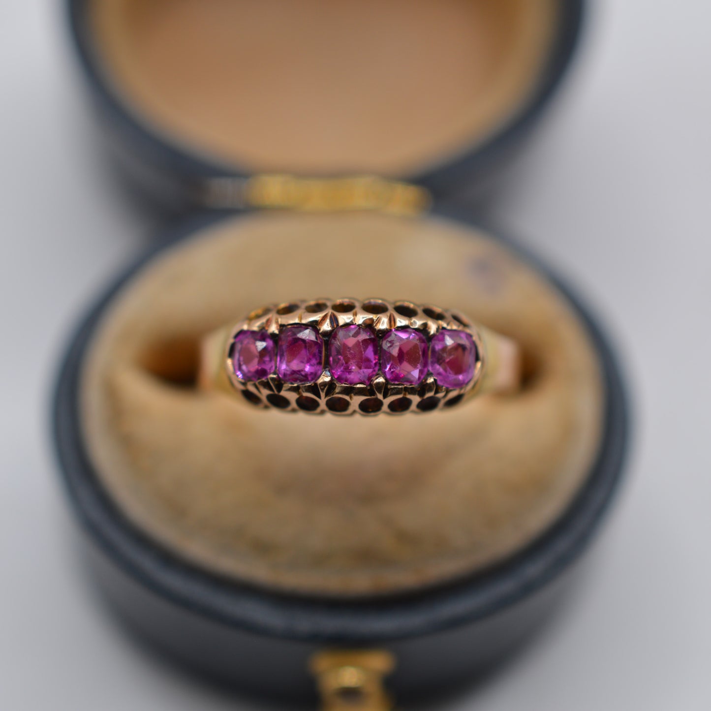 Antique 1920s 15ct Gold Ruby Five-Stone Ring