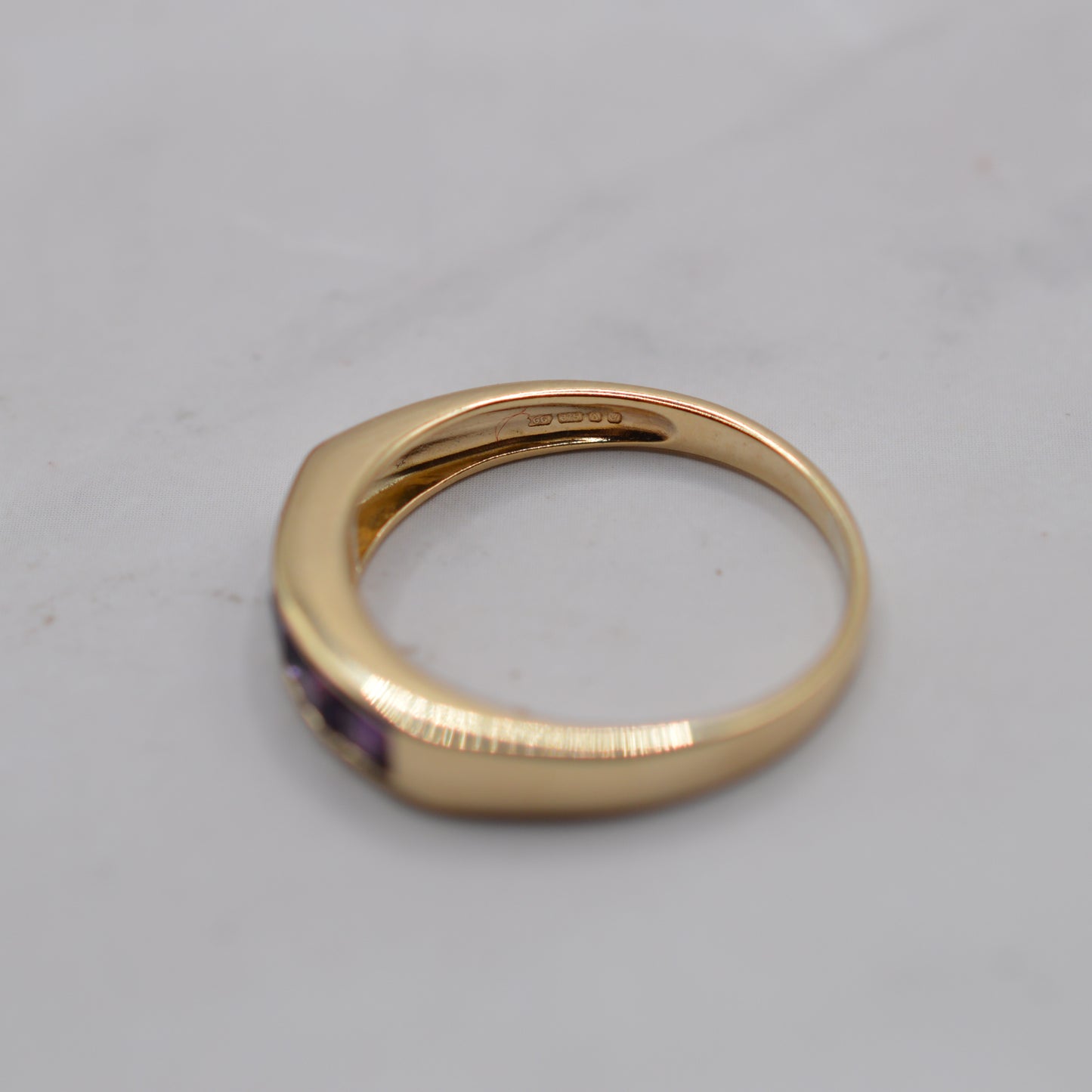 1990s 9ct Gold Amethyst Five-Stone Square-Cut Channel Ring