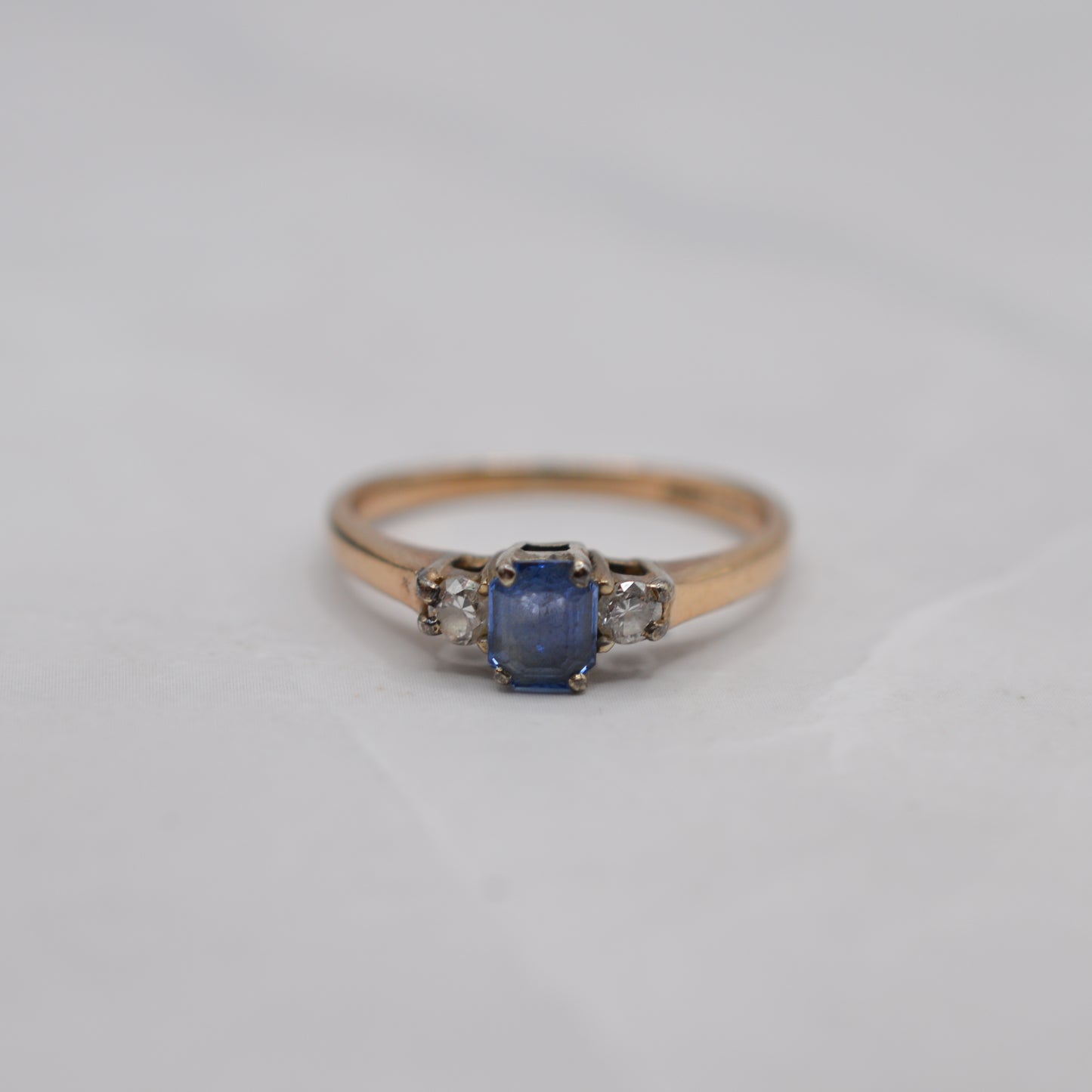 1990s 9ct Gold Sapphire & Diamond Trilogy Ring