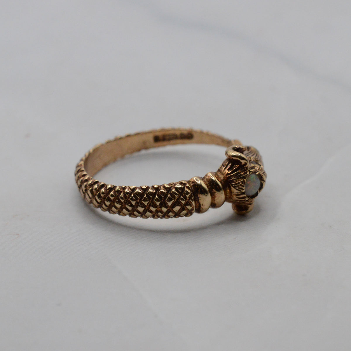 1970s Vintage 9ct Gold Ruby & Opal Rams Head Ring