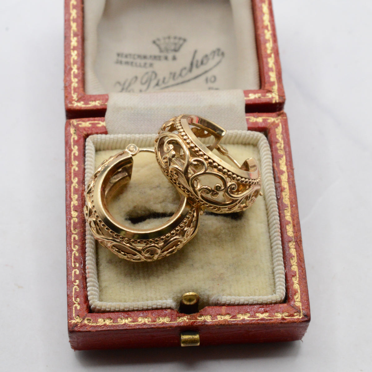 Chunky 9ct Gold Openwork Hoop Earrings