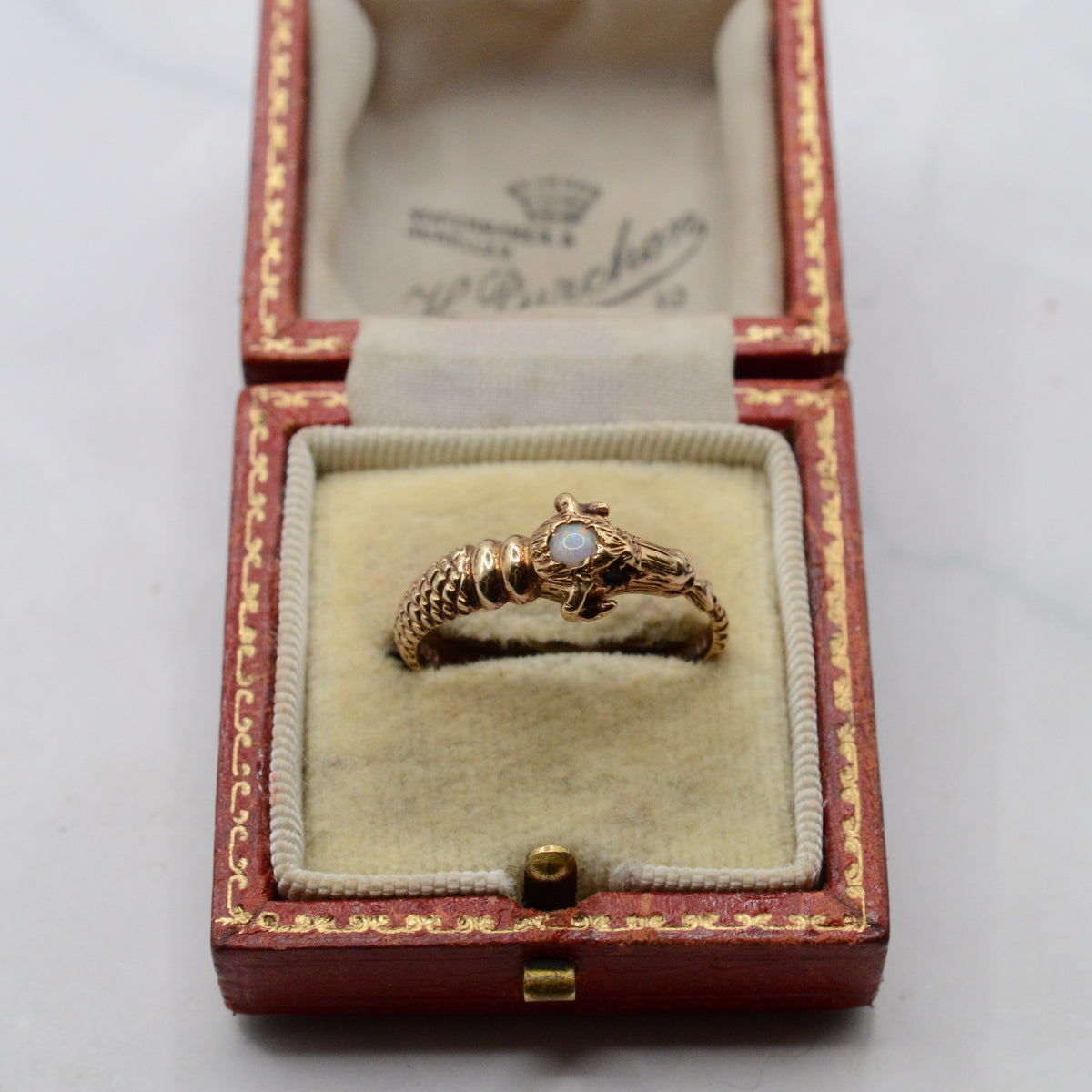 1970s Vintage 9ct Gold Ruby & Opal Rams Head Ring