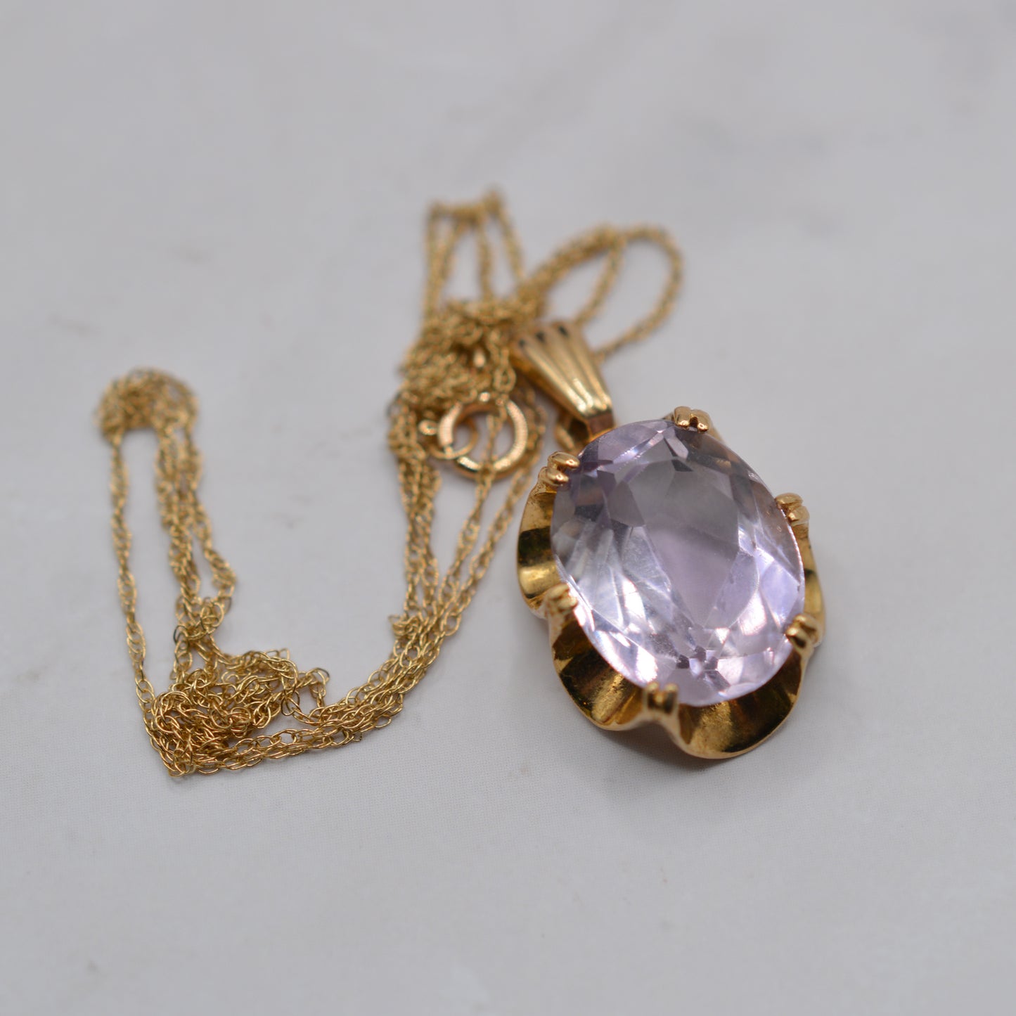 Vintage 9ct Gold Amethyst Ring, Necklace & Earrings Suite