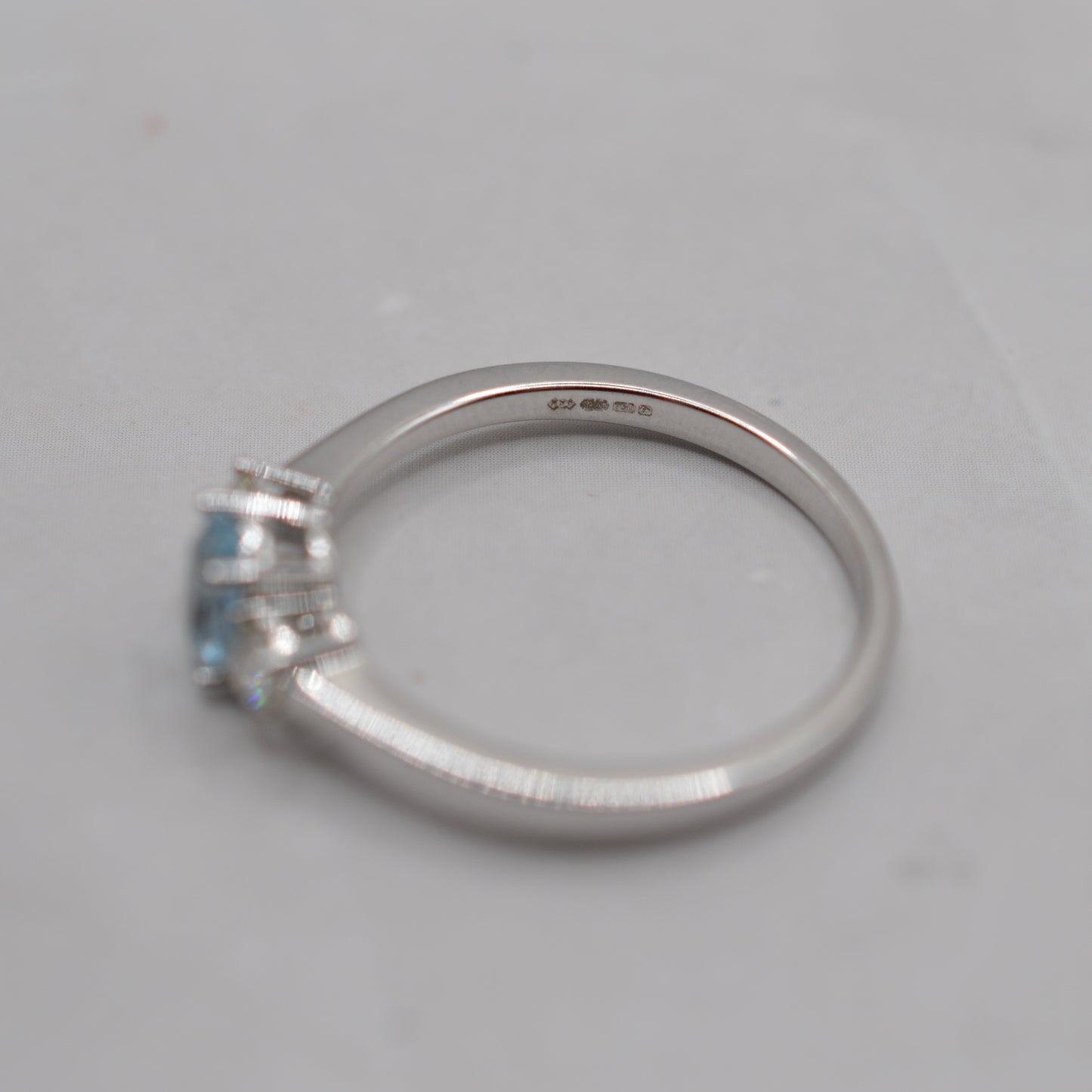 18ct Gold Aquamarine & Diamond Trilogy Ring