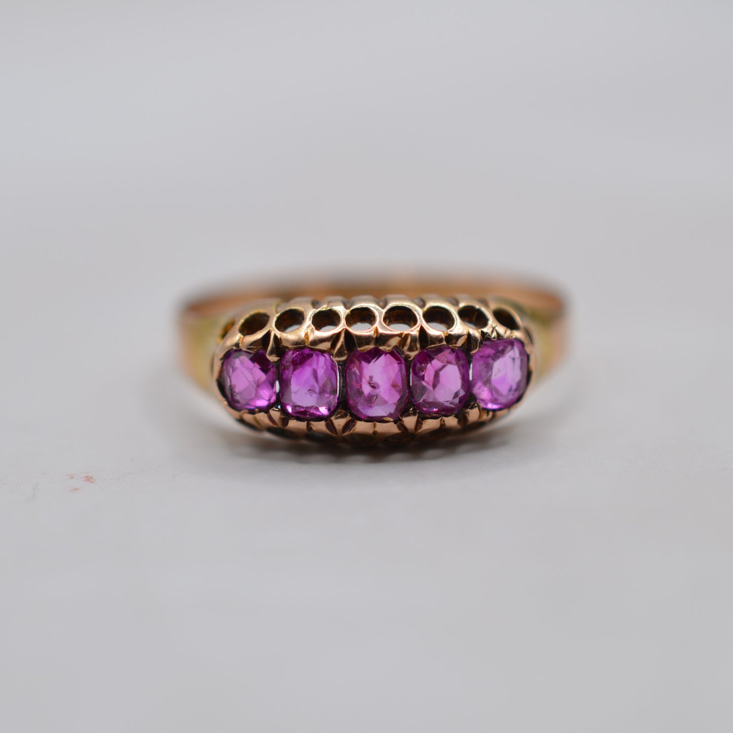 Antique 1920s 15ct Gold Ruby Five-Stone Ring
