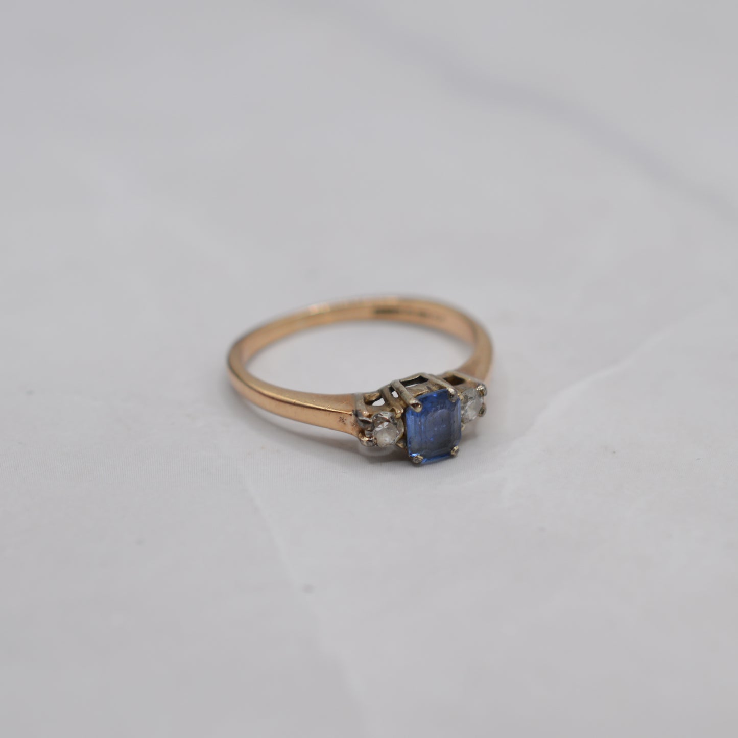 1990s 9ct Gold Sapphire & Diamond Trilogy Ring