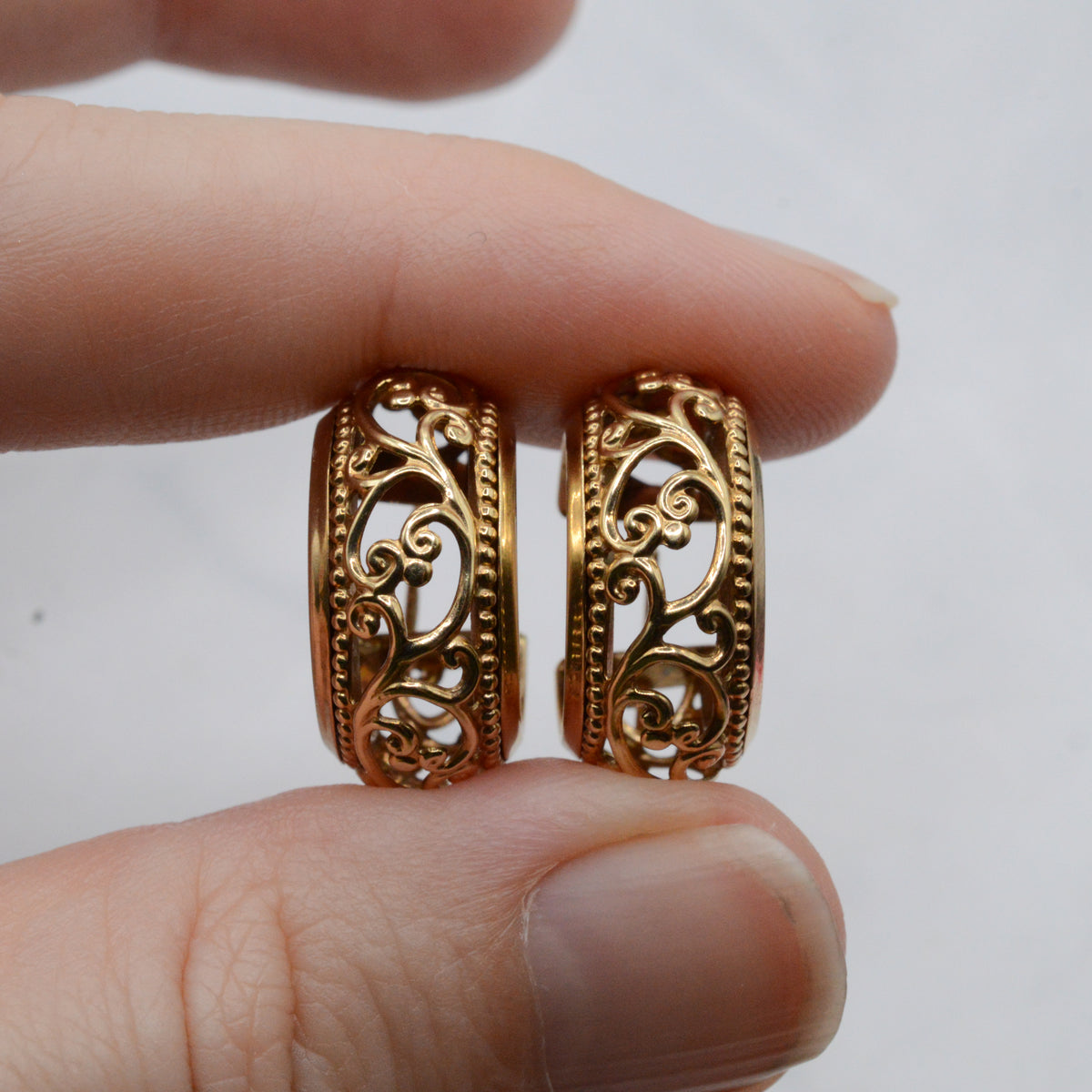 Chunky 9ct Gold Openwork Hoop Earrings