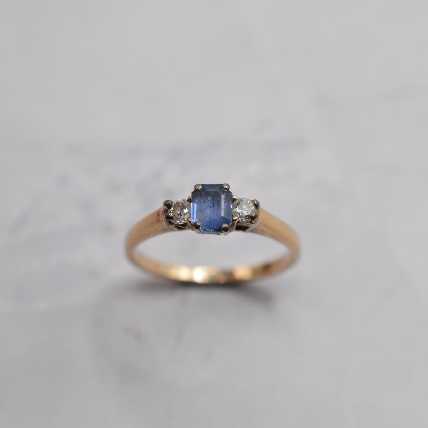 1990s 9ct Gold Sapphire & Diamond Trilogy Ring