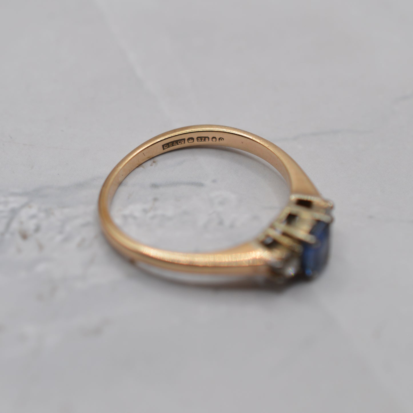 1990s 9ct Gold Sapphire & Diamond Trilogy Ring