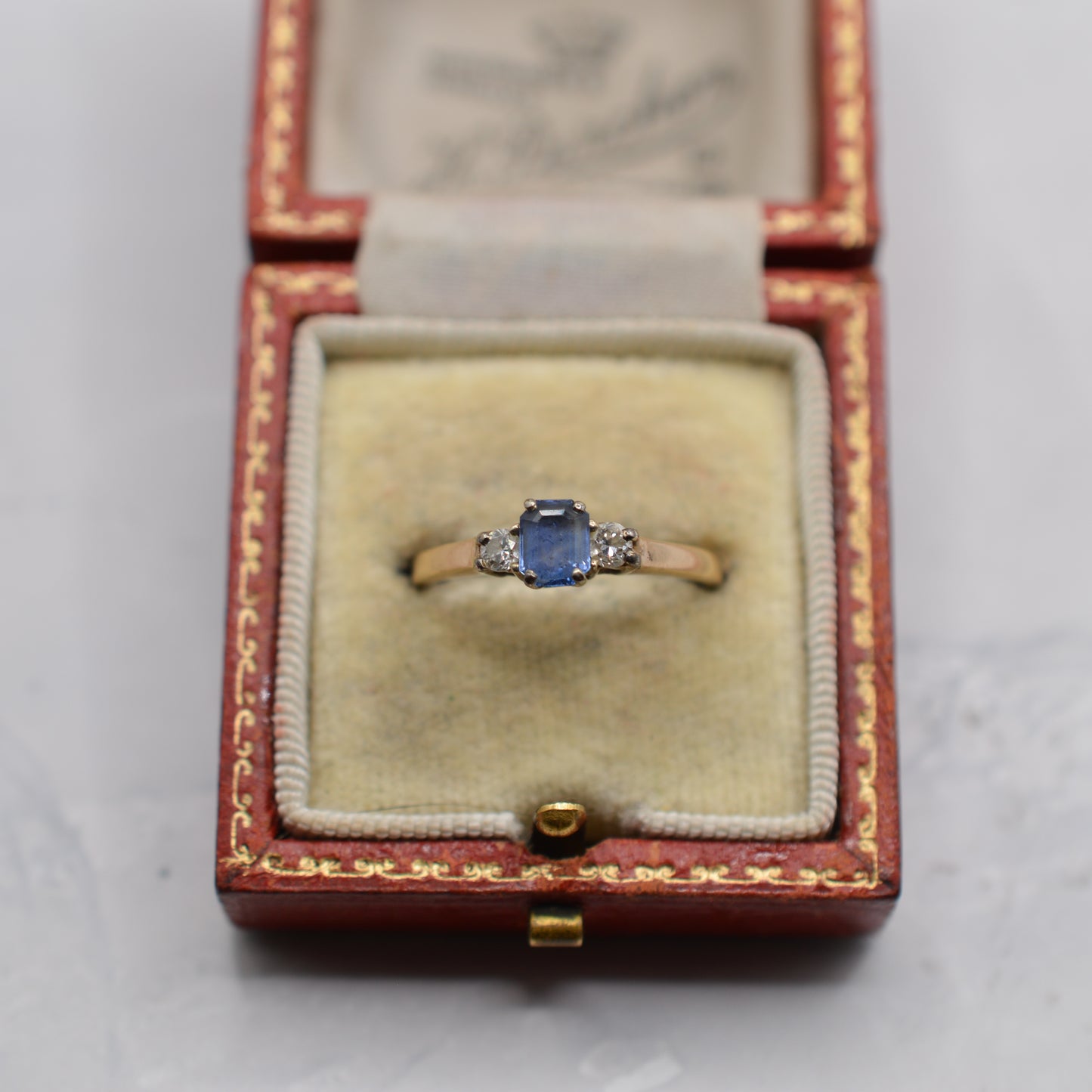 1990s 9ct Gold Sapphire & Diamond Trilogy Ring