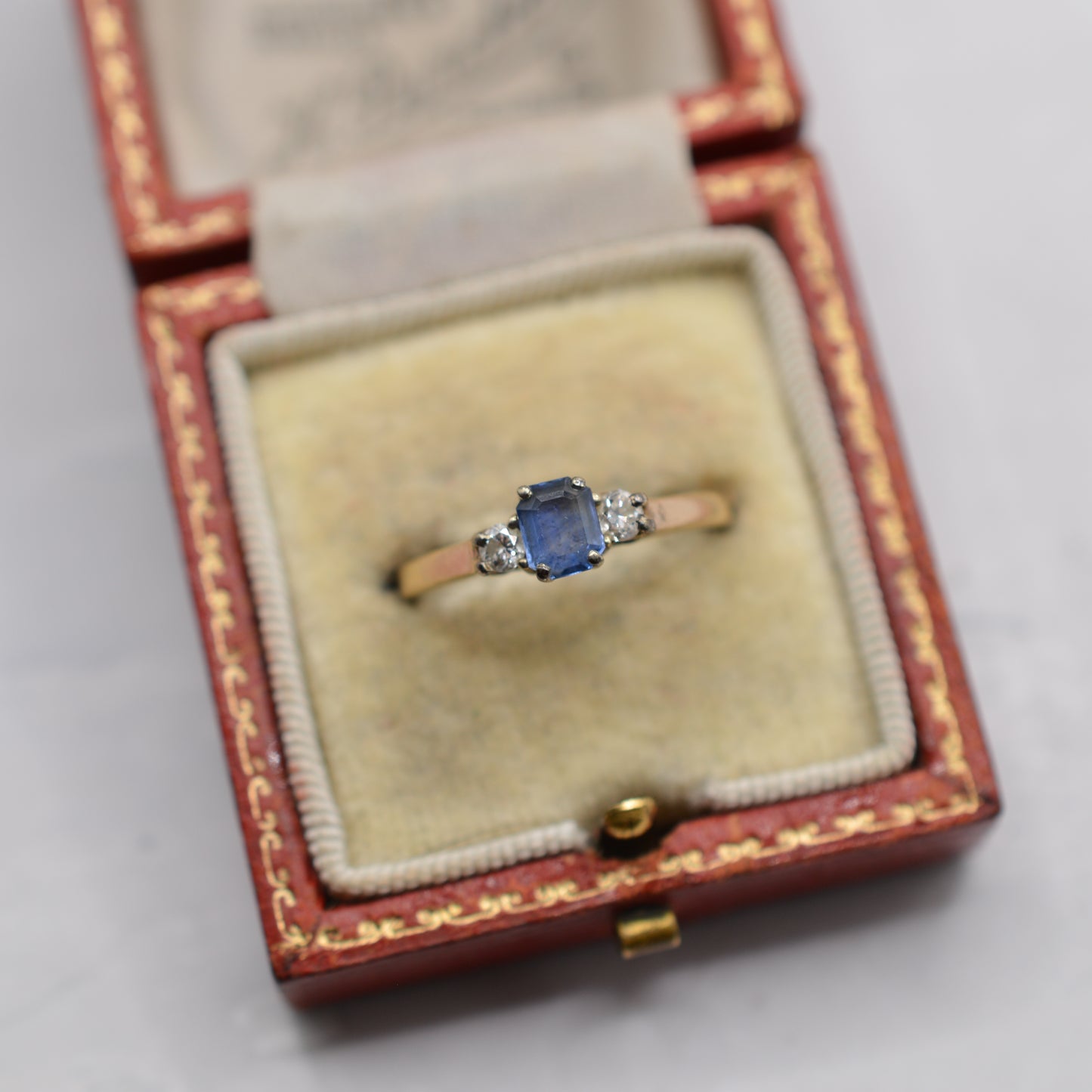 1990s 9ct Gold Sapphire & Diamond Trilogy Ring
