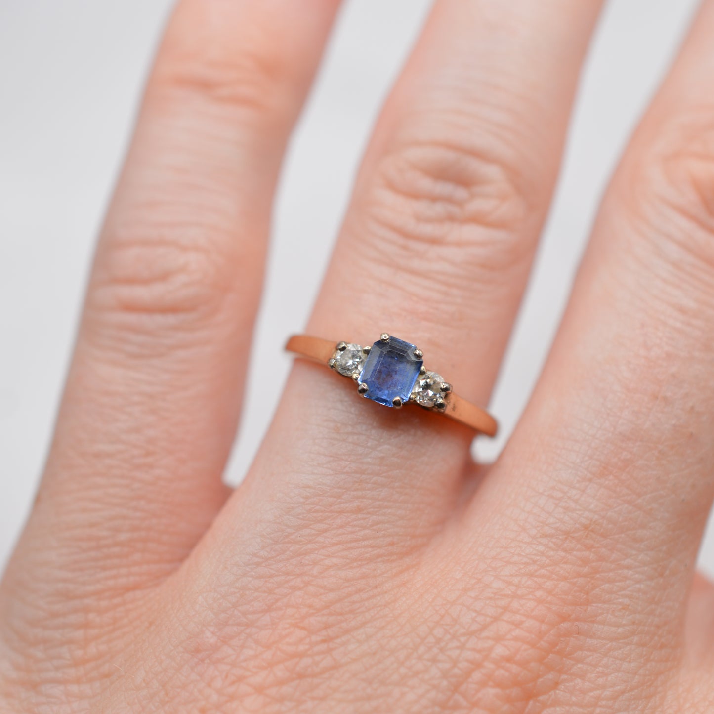 1990s 9ct Gold Sapphire & Diamond Trilogy Ring