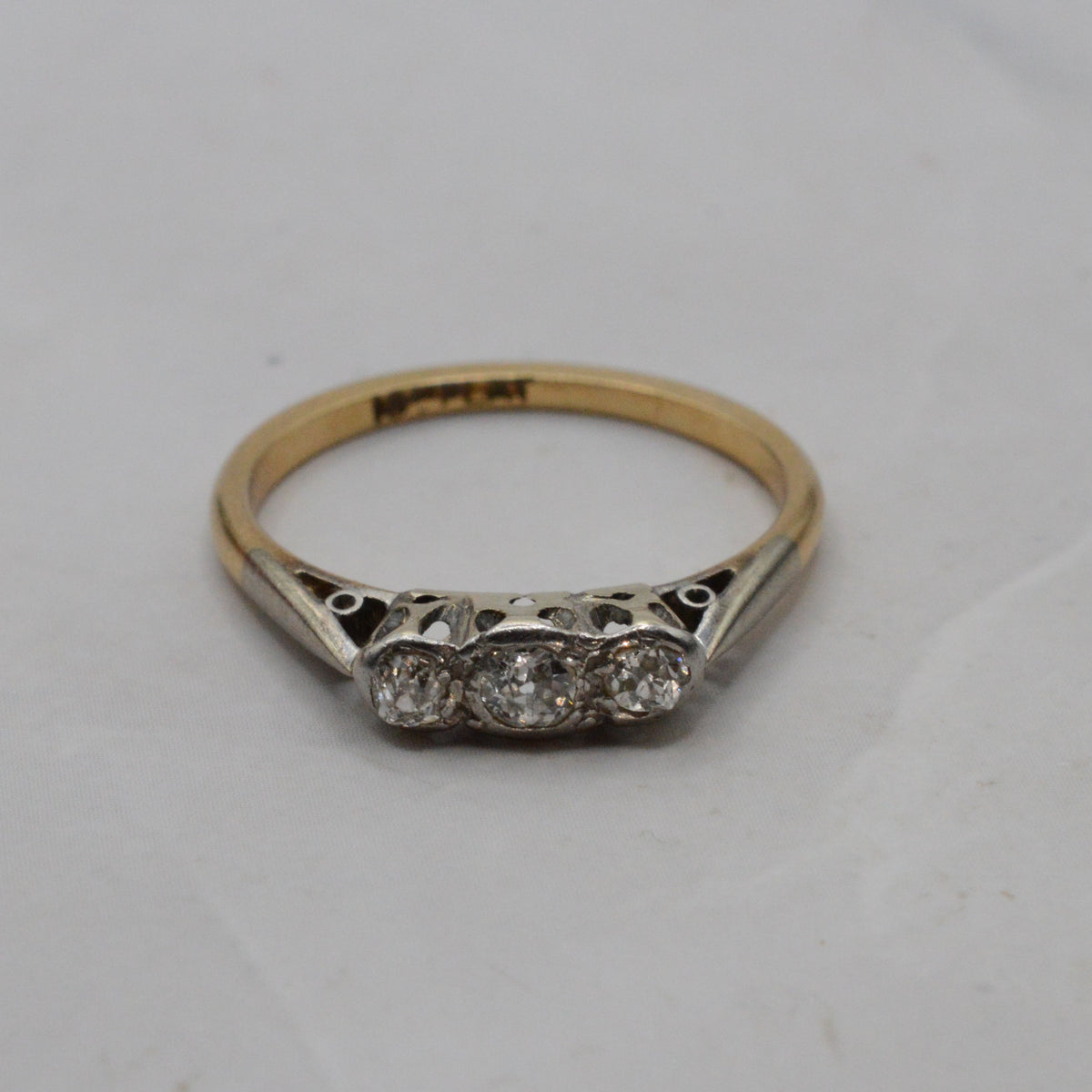 Antique 18ct Gold & Platinum Diamond Three-Stone Ring