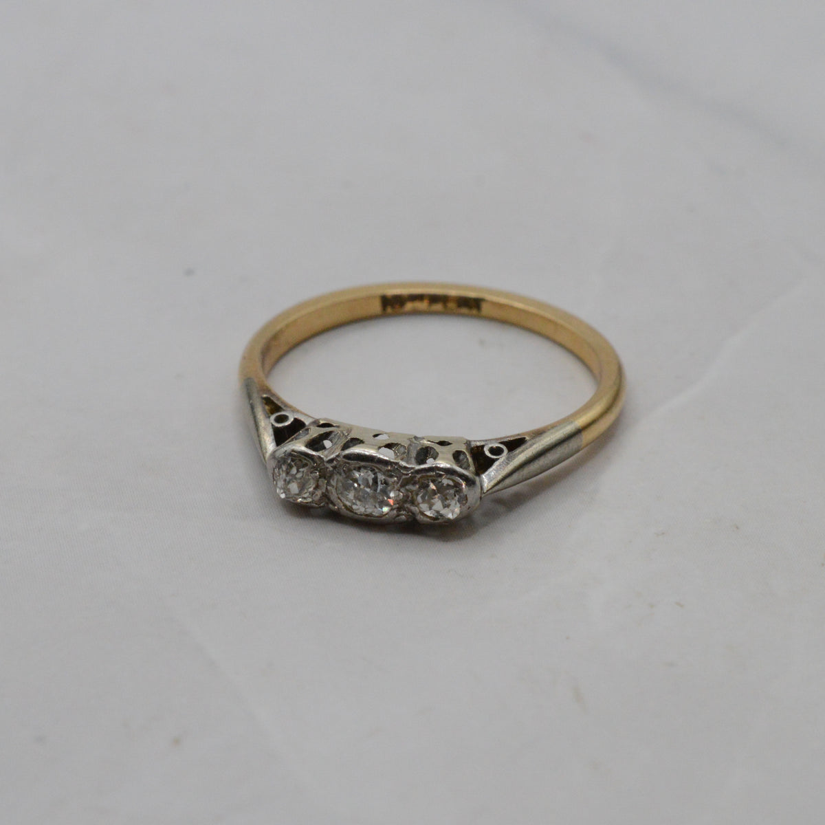 Antique 18ct Gold & Platinum Diamond Three-Stone Ring
