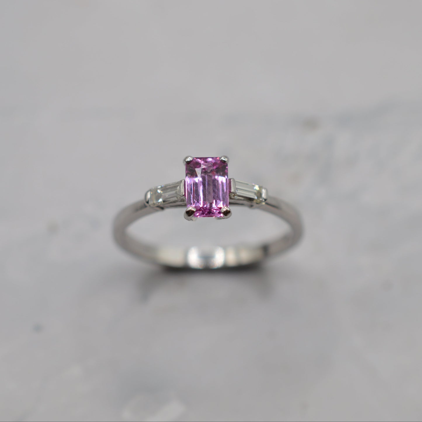 Y2K 18ct Gold Pink Sapphire & Diamond Trilogy Ring