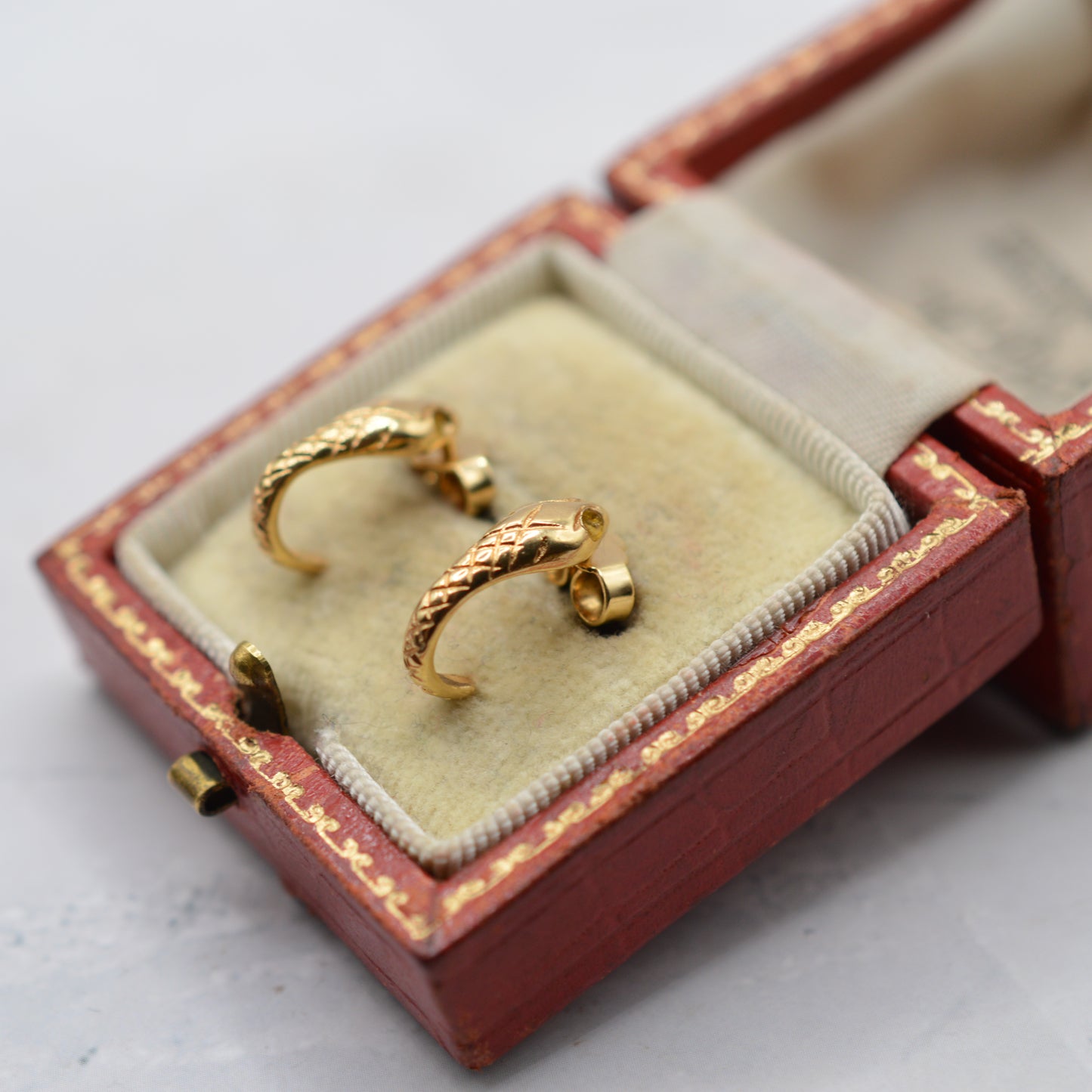Vintage 1965 9ct Gold Snake Half-Hoop Earrings