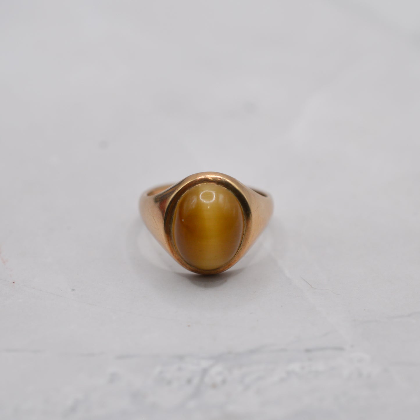 Chunky 1960s Vintage 9ct Gold Tiger's Eye Signet Ring