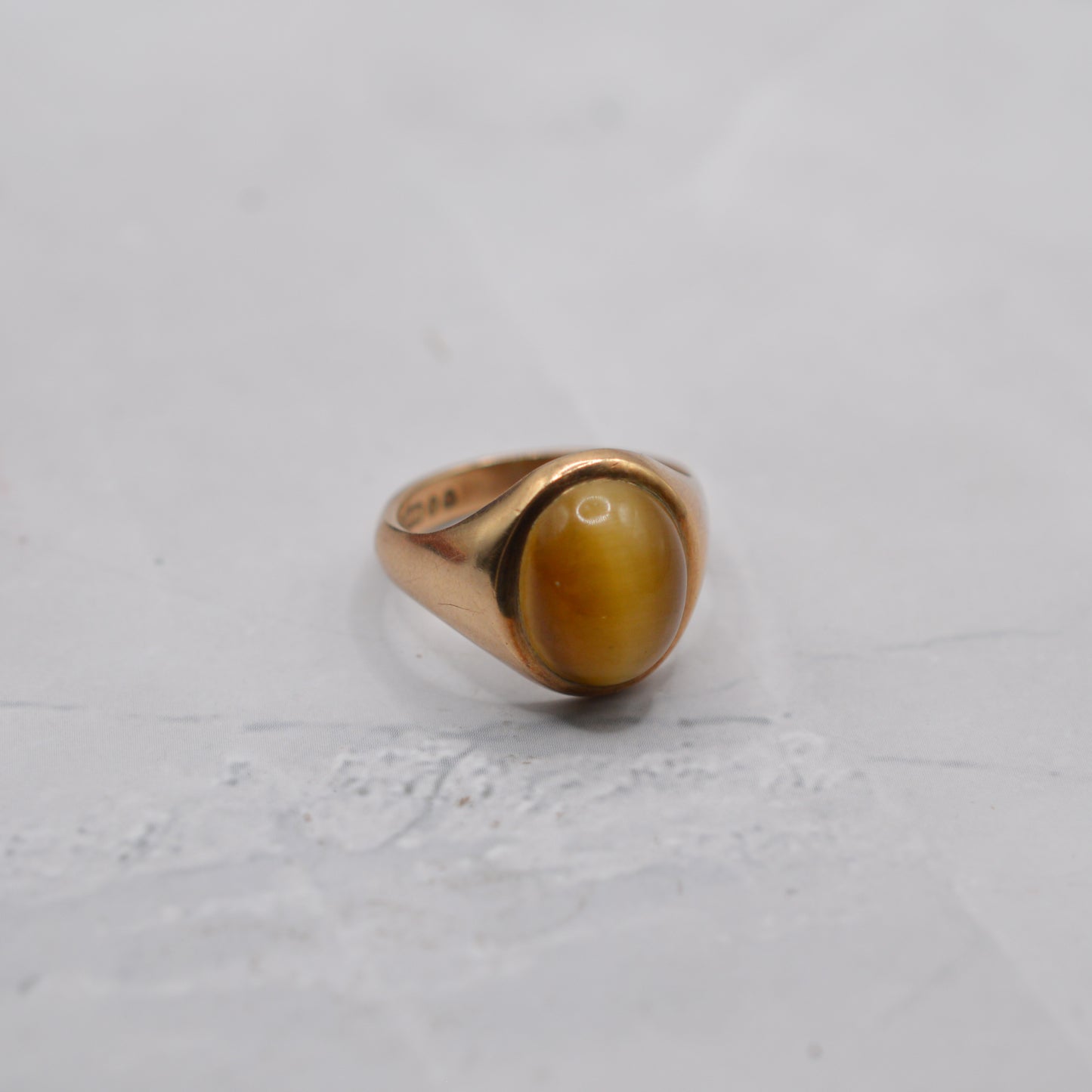 Chunky 1960s Vintage 9ct Gold Tiger's Eye Signet Ring