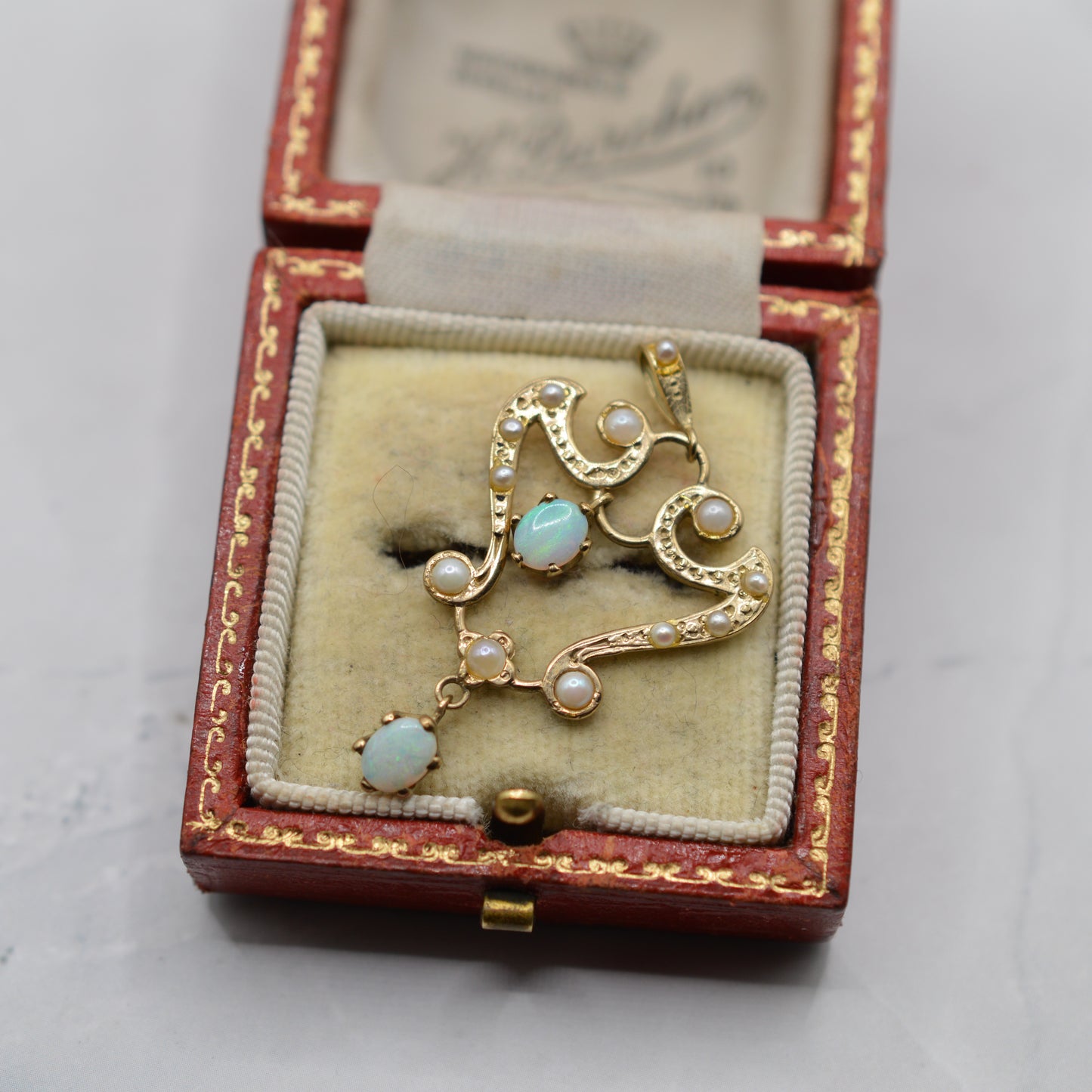 Vintage 9ct Gold Opal & Pearl Pendant