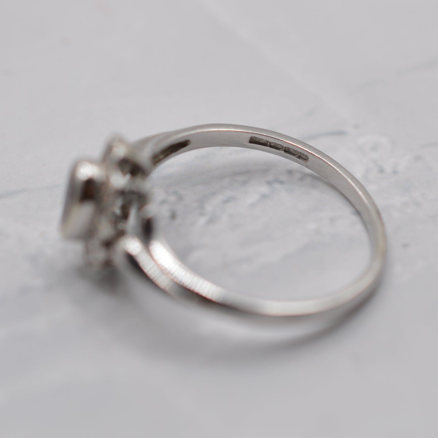 9ct White Gold Iolite & Diamond Cluster Ring
