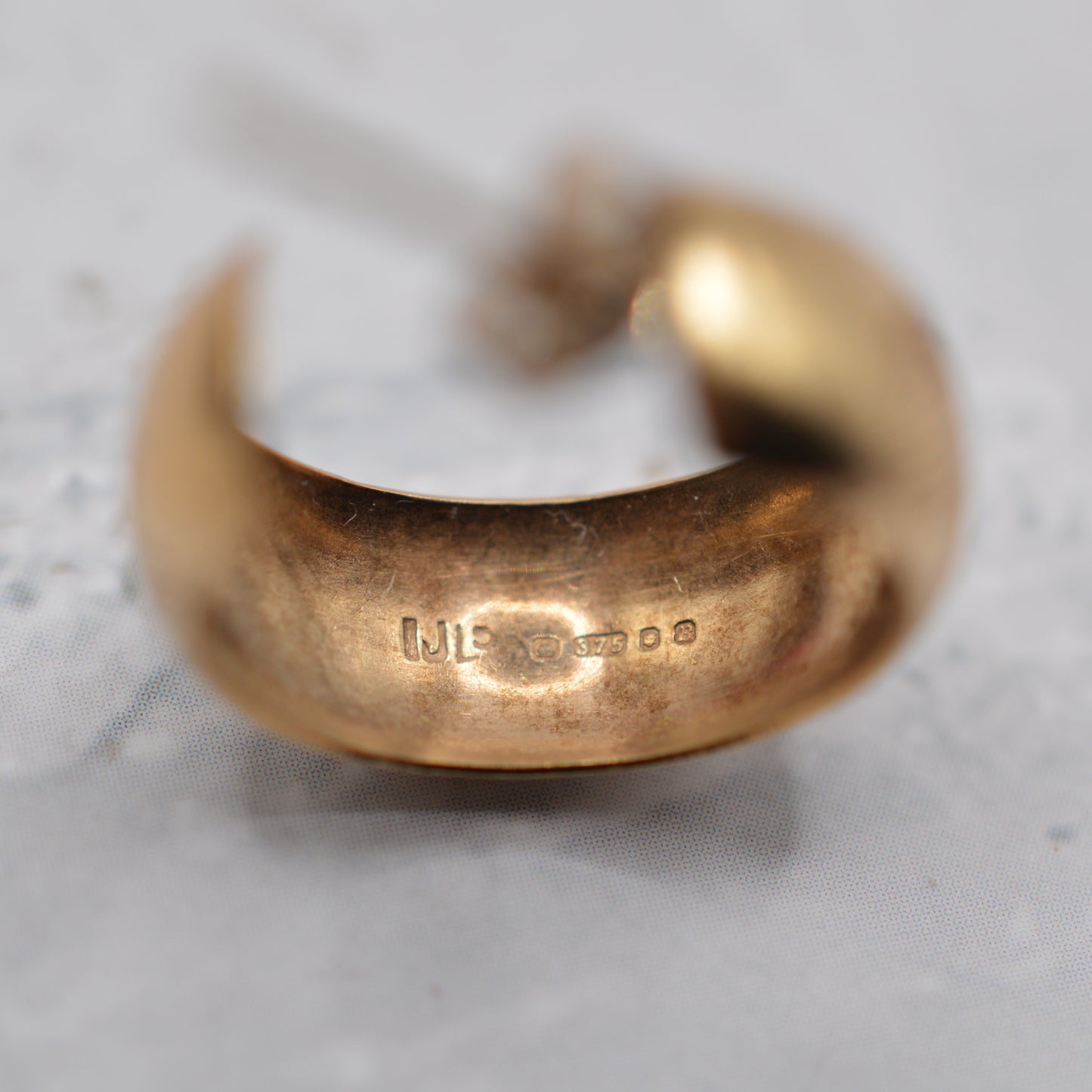 1970s Vintage 9ct Gold Engraved Half-Hoop Earrings