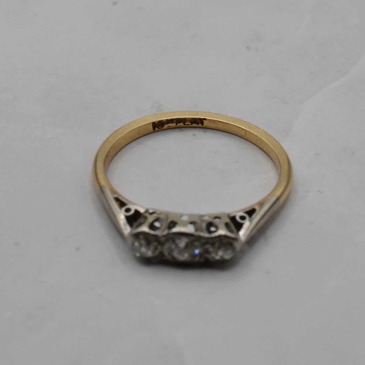 Antique 18ct Gold & Platinum Diamond Three-Stone Ring
