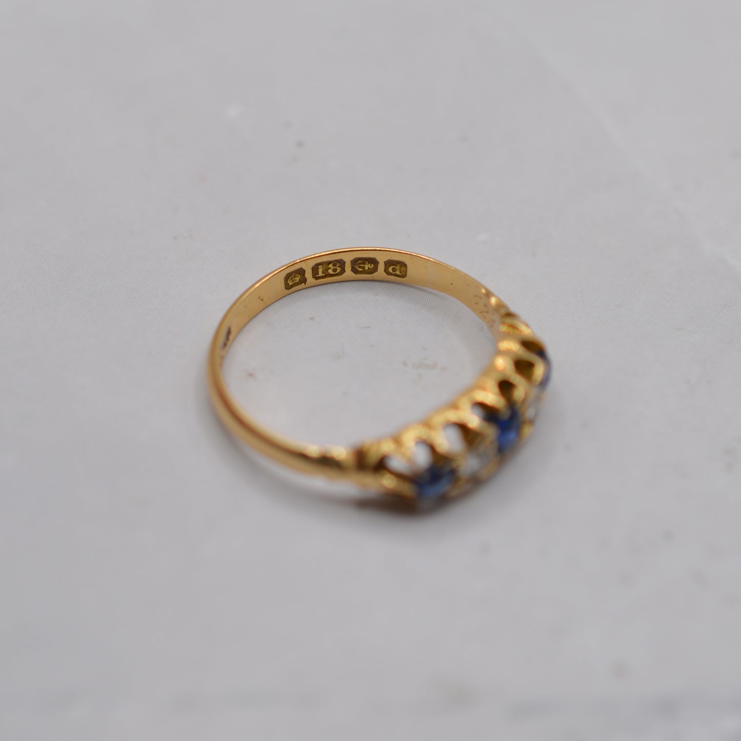 Antique Victorian 18ct Gold Sapphire & Diamond Five-Stone Ring