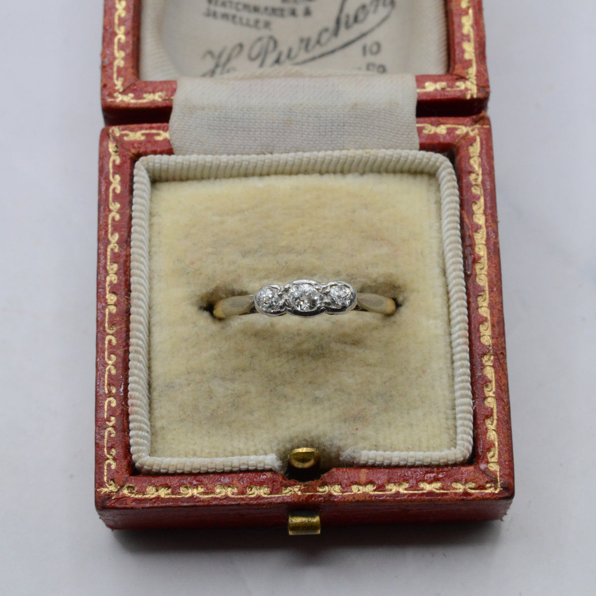 Antique 18ct Gold & Platinum Diamond Three-Stone Ring