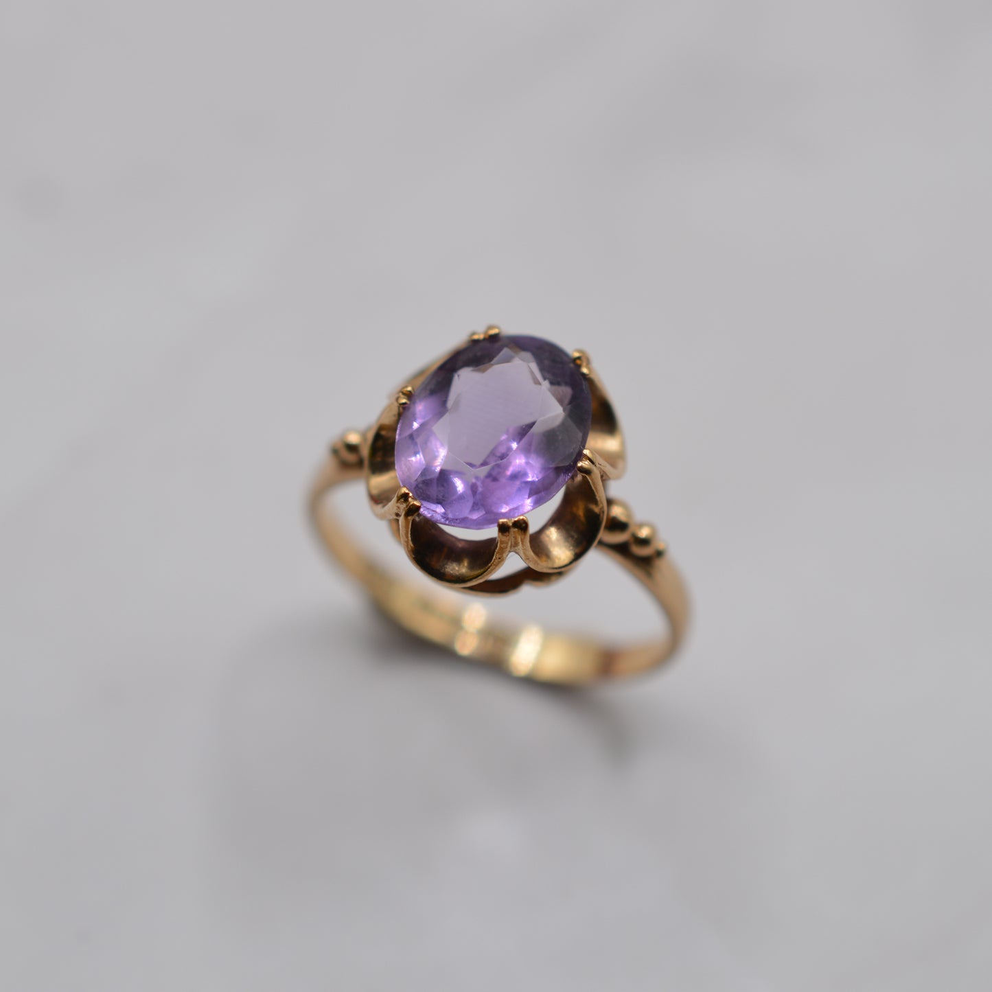 Vintage 9ct Gold Amethyst Ring, Necklace & Earrings Suite