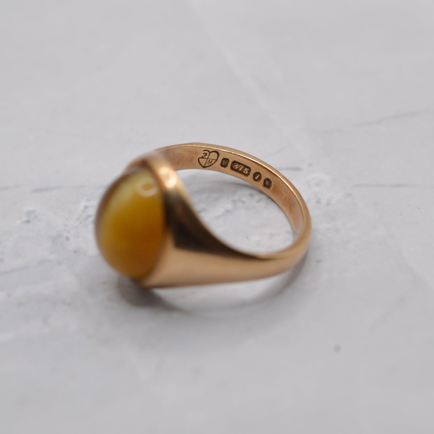 Chunky 1960s Vintage 9ct Gold Tiger's Eye Signet Ring
