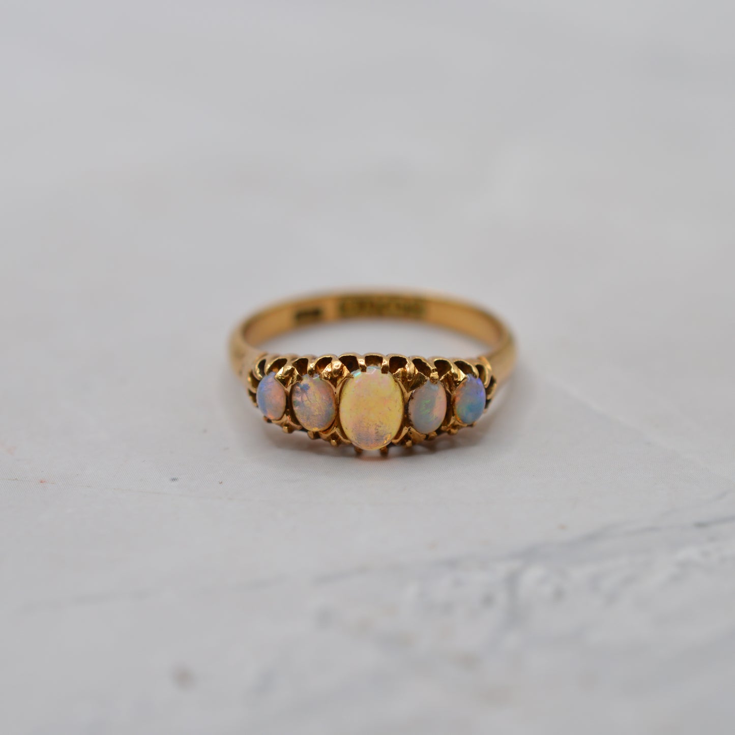 Victorian 1896 18ct Gold Antique Opal Five-Stone Ring