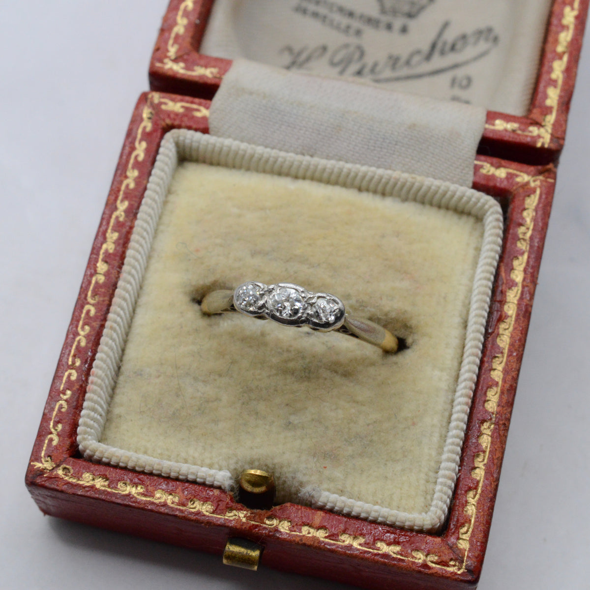 Antique 18ct Gold & Platinum Diamond Three-Stone Ring