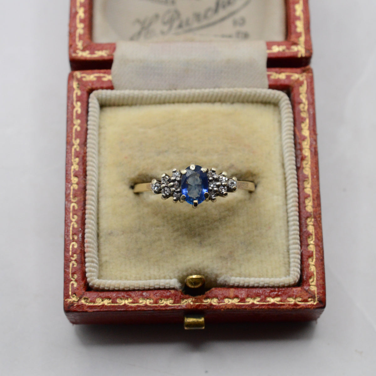 1970s Vintage 9ct Gold Sapphire & Diamond Ring
