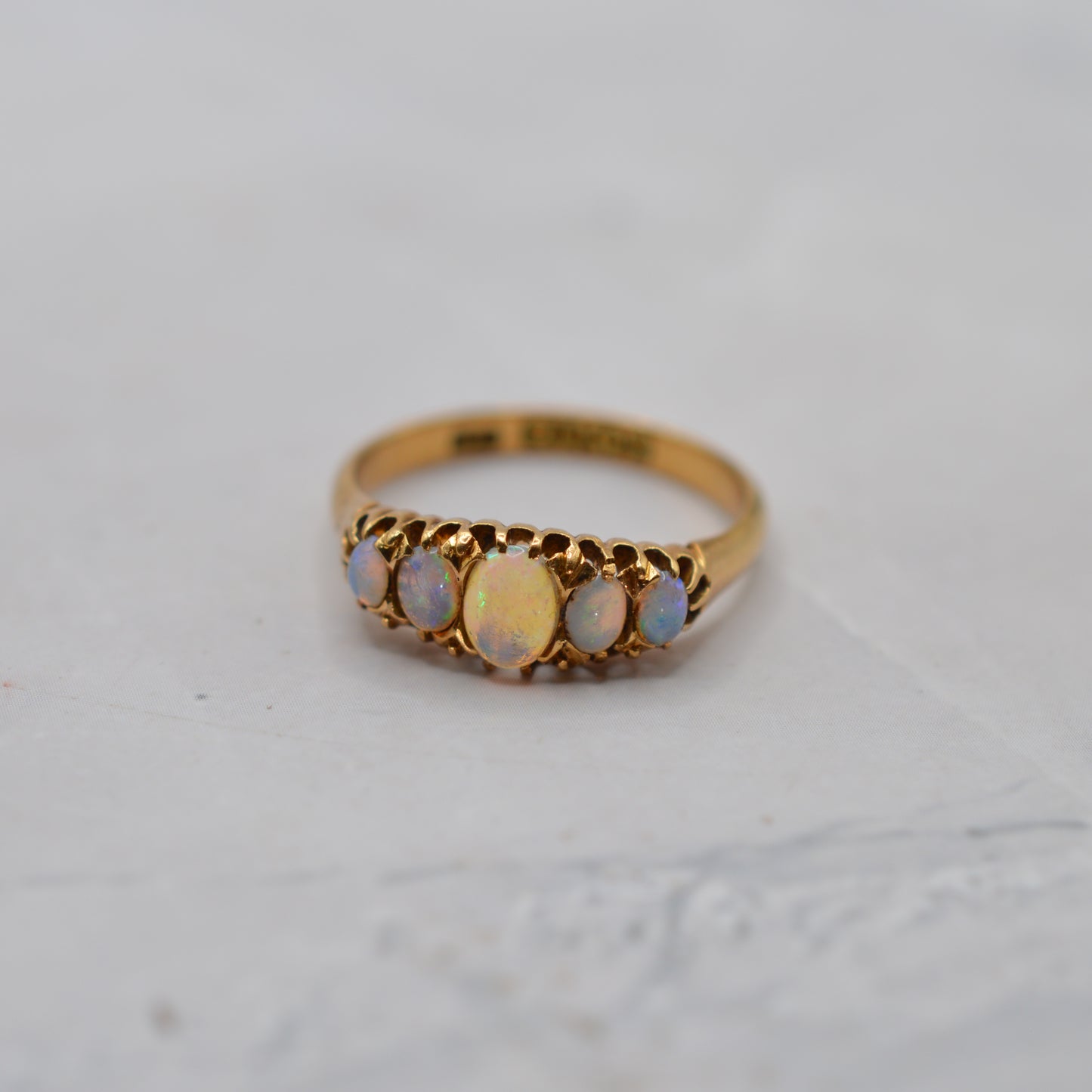 Victorian 1896 18ct Gold Antique Opal Five-Stone Ring