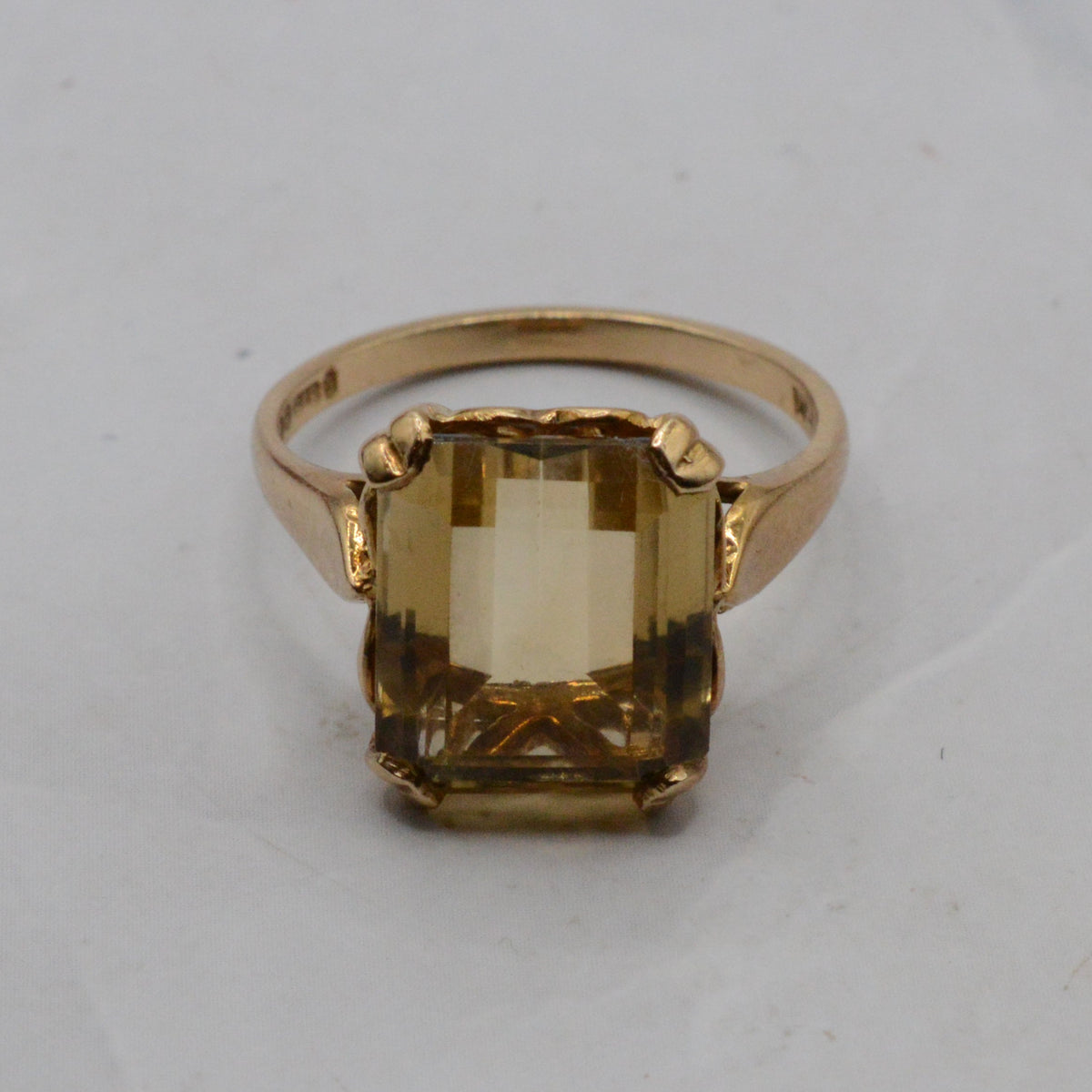 1960s Vintage 9ct Gold Citrine Dress Ring