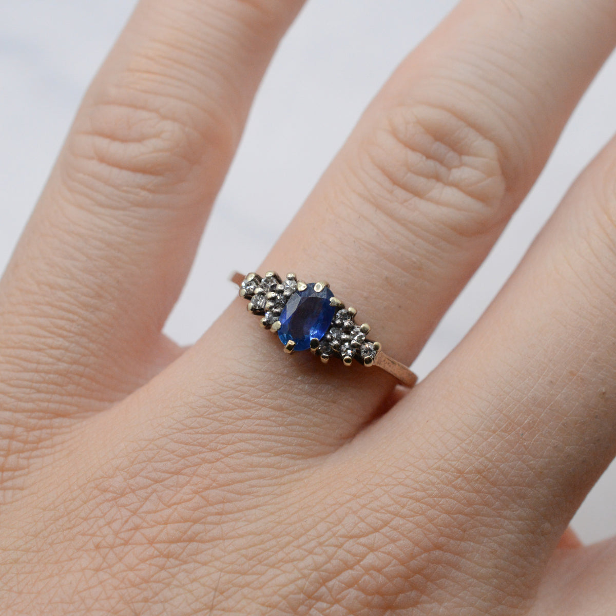 1970s Vintage 9ct Gold Sapphire & Diamond Ring