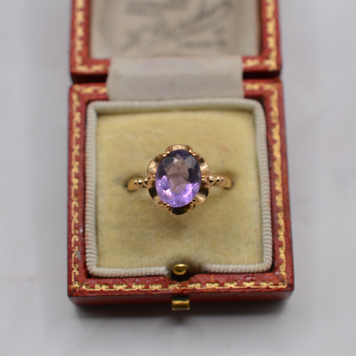 1970s Vintage 9ct Gold Amethyst Solitaire Ring, Buttercup Setting