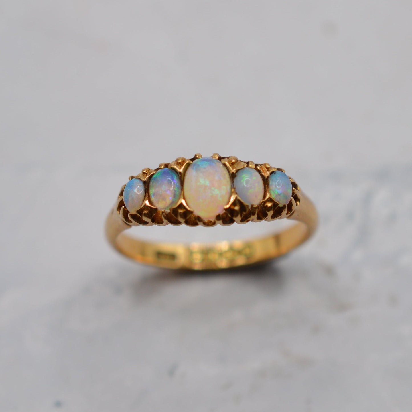 Victorian 1896 18ct Gold Antique Opal Five-Stone Ring