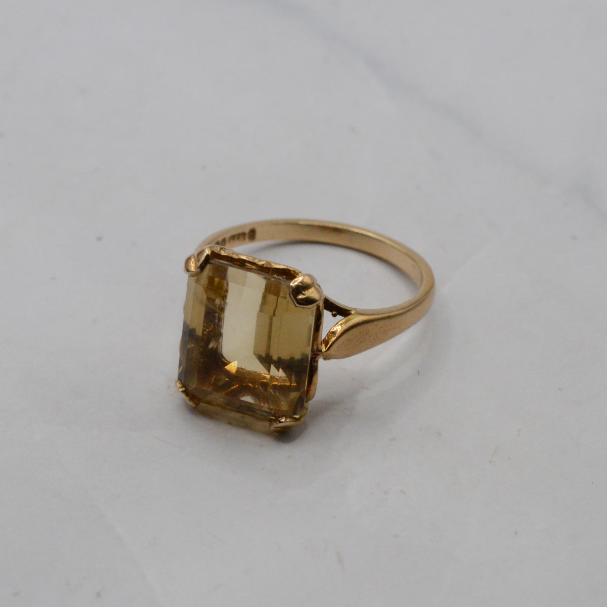1960s Vintage 9ct Gold Citrine Dress Ring