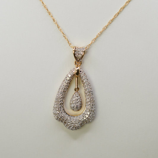 Chunky 1.24ct Diamond 9ct Gold Pendant Necklace (18”)