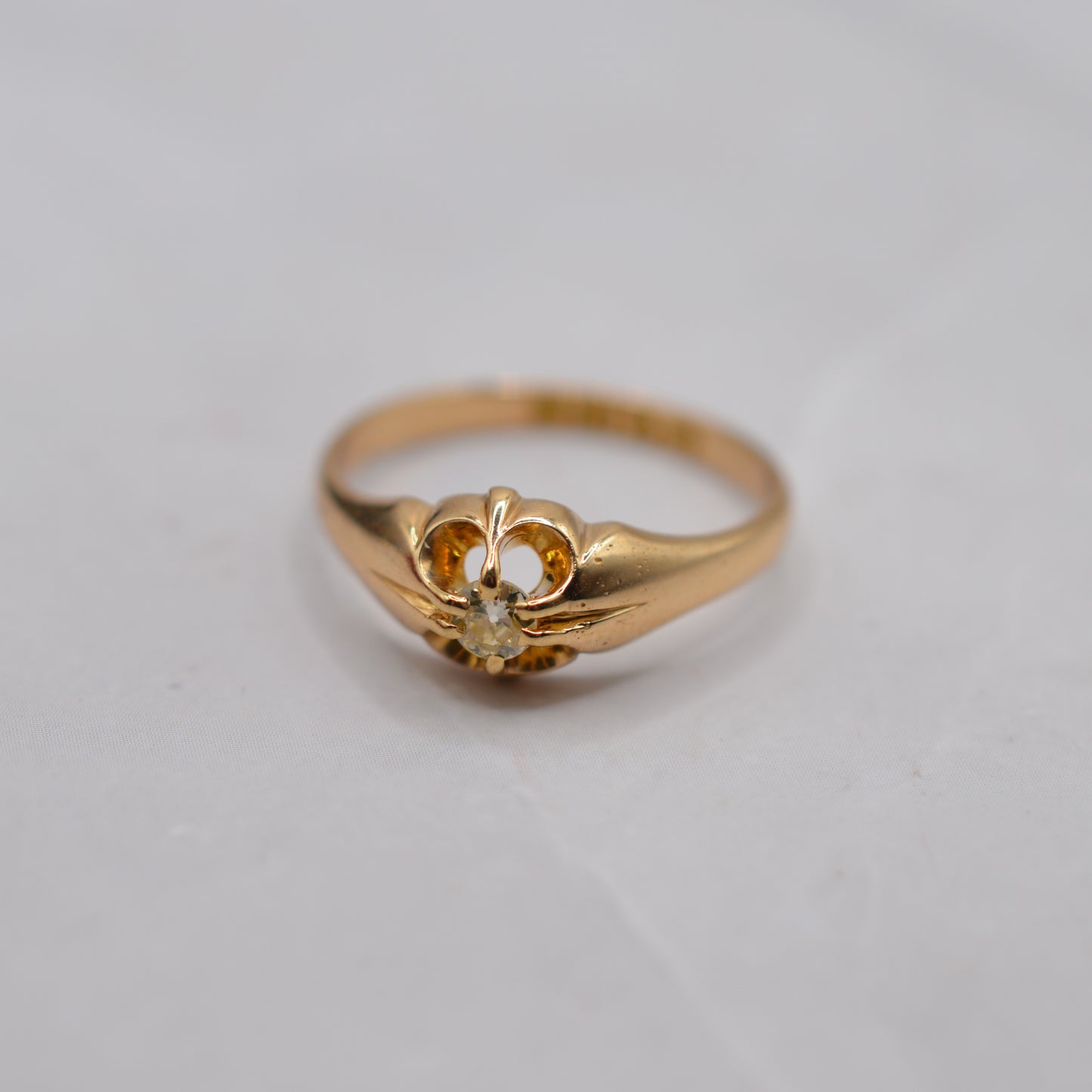 Antique 1912 18ct Gold Diamond Unisex Belcher Ring