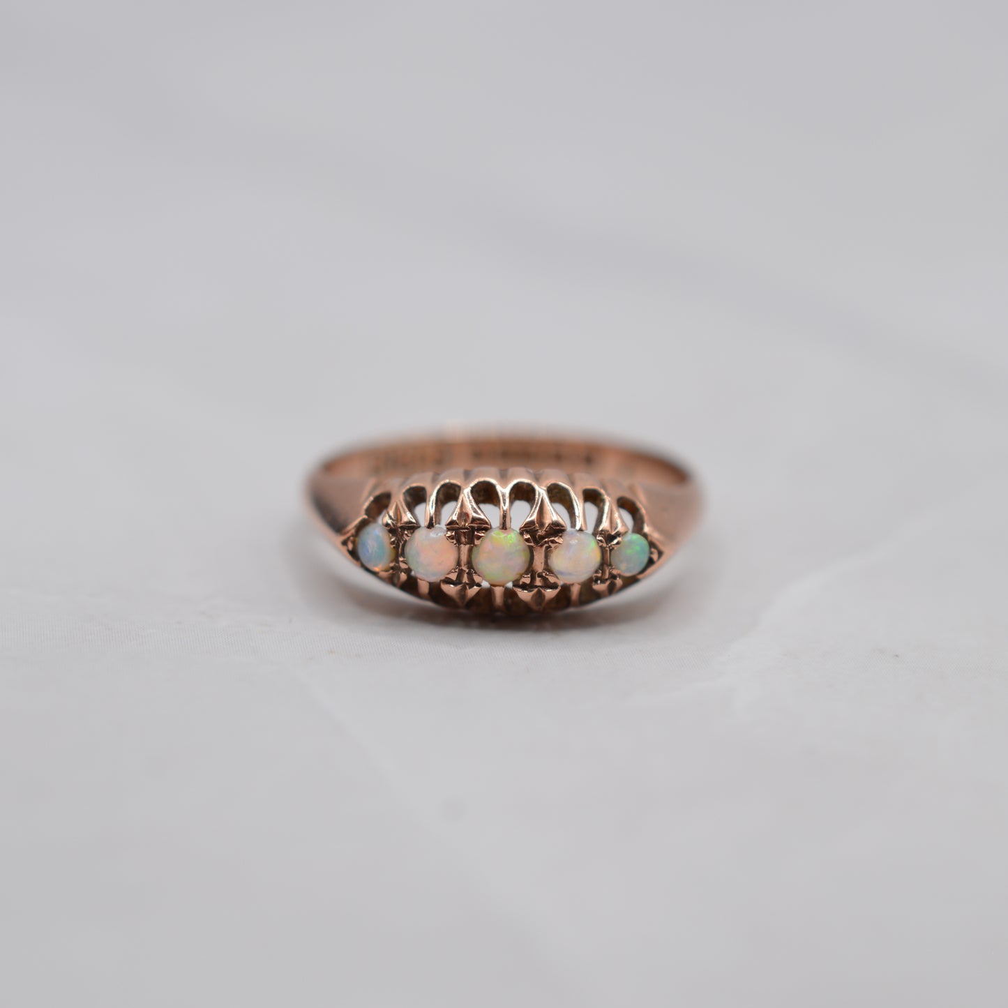 1920s Antique 9ct Rose Gold Opal Five-Stone Ring