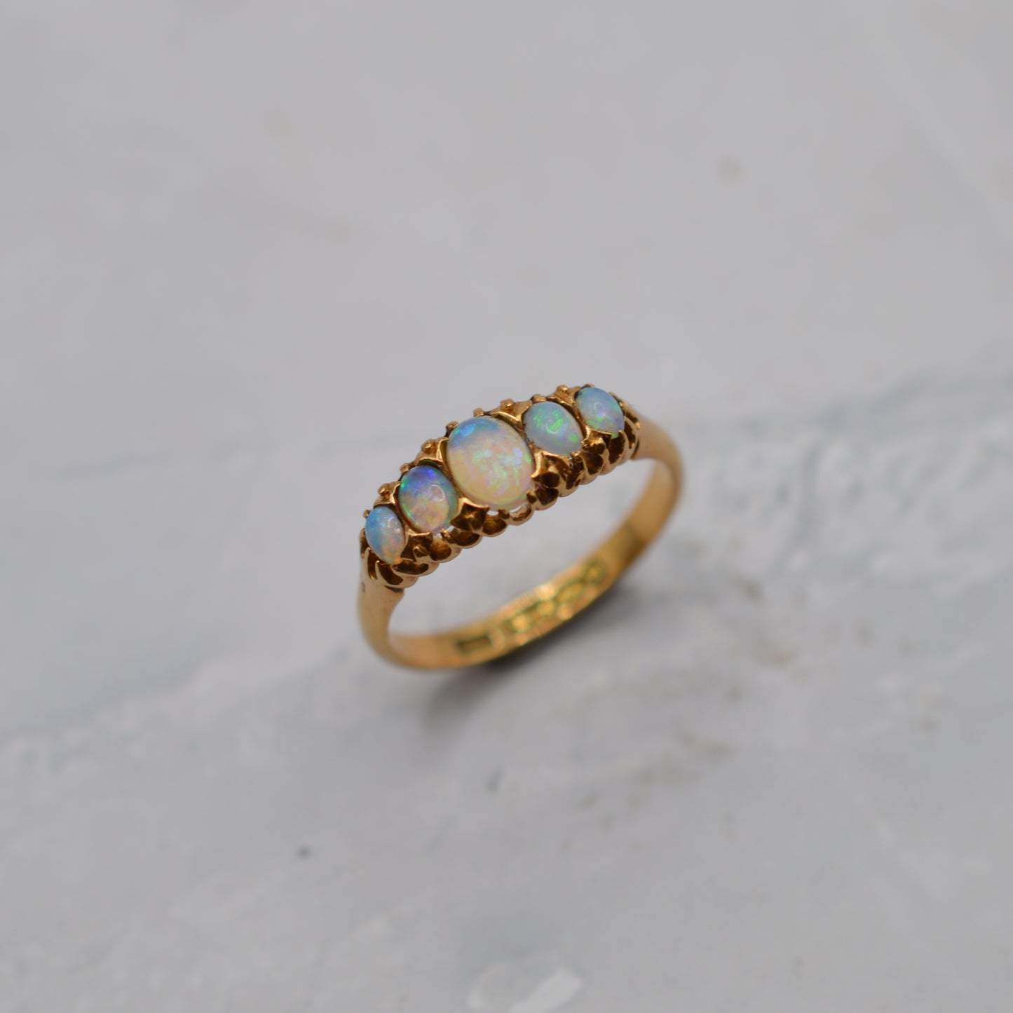 Victorian 1896 18ct Gold Antique Opal Five-Stone Ring