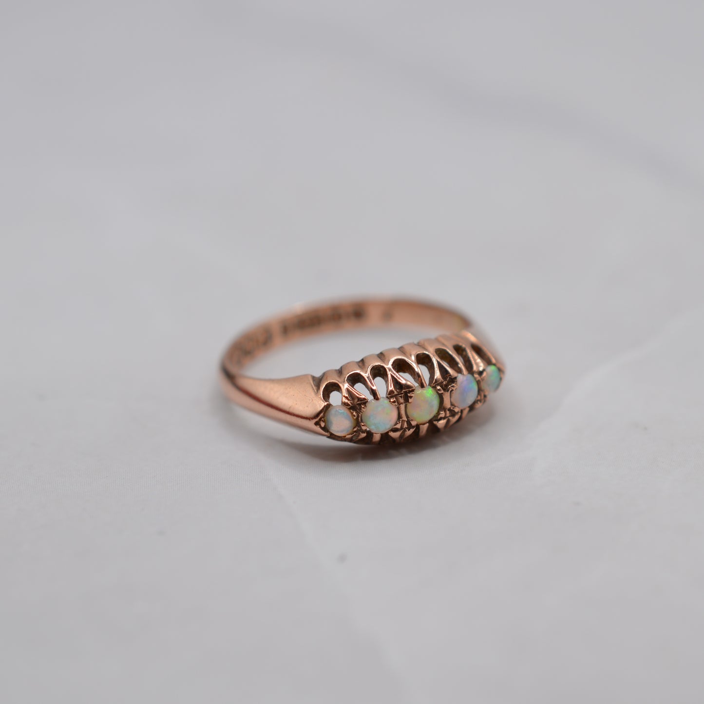 1920s Antique 9ct Rose Gold Opal Five-Stone Ring