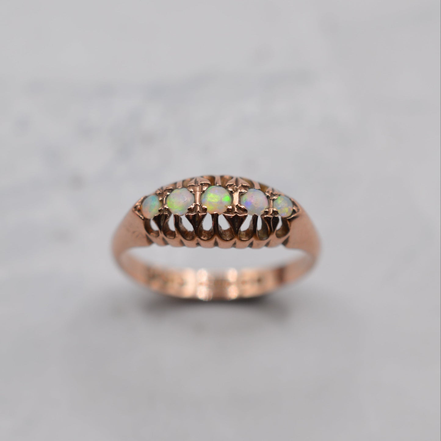 1920s Antique 9ct Rose Gold Opal Five-Stone Ring